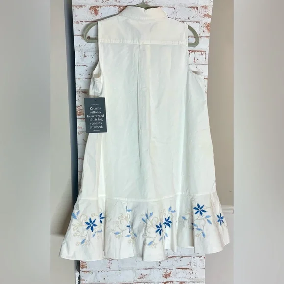 Tuckernuck White Dress with Blue Embroidery